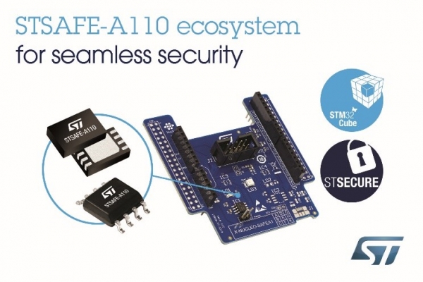 ST마이크로일렉트로닉스의 ‘STSAFE-A110 보안소자’는 부품의 정품 인증이나 클라우드로 연결된 IoT 기기의 인증 등의 용도에 적합하다.