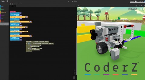 기술과내일이 이스라엘의 로봇코딩 교육 회사인 CoderZ 테크놀로지스와 손잡고 3D 가상로봇 시뮬레이션을 활용한 로봇코딩 온라인 교육 서비스를 국내 런칭했다. CoderZ 코딩교육 진행 화면