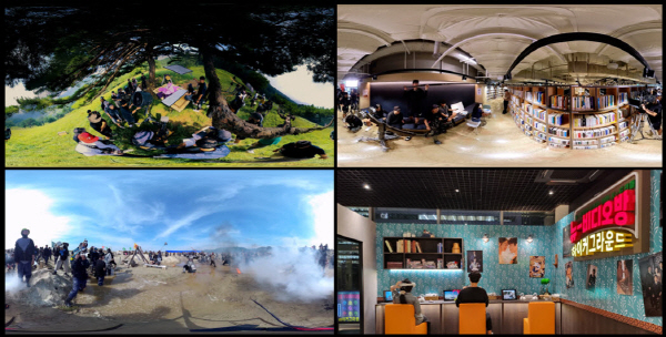 KT스튜디오지니는 한국관광공사와 콘텐츠 협력 계약을 체결, 드라마IP를 활용한 VR콘텐츠를 제작한다. 사진은 왼쪽 위부터 세 장은 ‘낮에 뜨는 달’ VR콘텐츠, 오른쪽 아래는 한국관광공사 HiKR 전시체험존 이미지